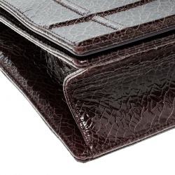 مملوكة مسبقًا Dior Dark Brown Crackled Patent Leather Medium Diorama Shoulder Bag