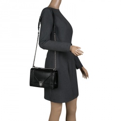 Pre Owned Dior Black Leather Medium Diorama Flap Shoulder Bag