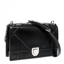 Pre Owned Dior Black Leather Medium Diorama Flap Shoulder Bag