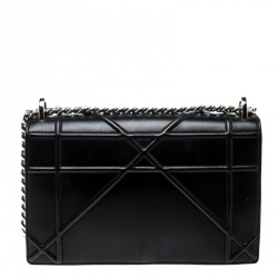 Pre Owned Dior Black Leather Medium Diorama Flap Shoulder Bag