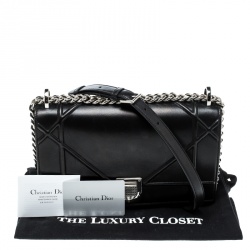 Pre Owned Dior Black Leather Medium Diorama Flap Shoulder Bag