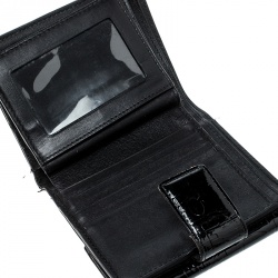 Dior Black Embossed Patent Leather Compact Wallet