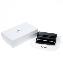 Dior Black Embossed Patent Leather Compact Wallet