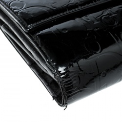 Dior Black Embossed Patent Leather Compact Wallet