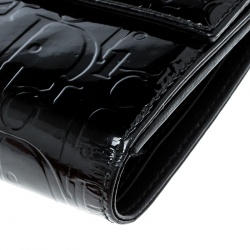 Dior Black Embossed Patent Leather Compact Wallet