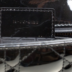 Pre Owned حقيبة ديور ليدي ديور جلد لامع سوداء كبيرة