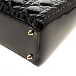 Pre Owned حقيبة ديور ليدي ديور جلد لامع سوداء كبيرة