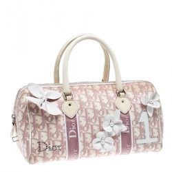 Dior Pink Monogram Canvas Girly Boston Bag