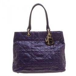Pre Owned Dior Purple Quilted Nylon Lady Dior Tote