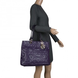 Pre Owned Dior Purple Quilted Nylon Lady Dior Tote