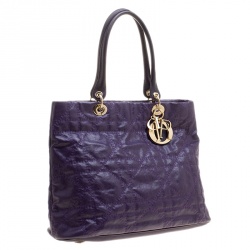 Pre Owned Dior Purple Quilted Nylon Lady Dior Tote