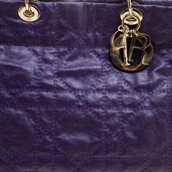 Pre Owned Dior Purple Quilted Nylon Lady Dior Tote