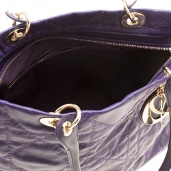 Pre Owned Dior Purple Quilted Nylon Lady Dior Tote