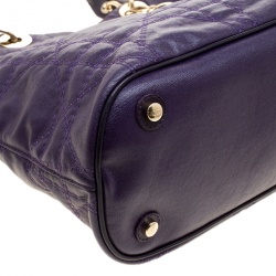 Pre Owned Dior Purple Quilted Nylon Lady Dior Tote