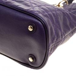 Pre Owned Dior Purple Quilted Nylon Lady Dior Tote