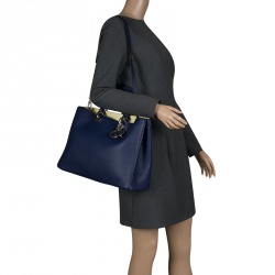 مملوكة مسبقًا Dior Dark Blue Leather Large Diorissimo Shopper Tote