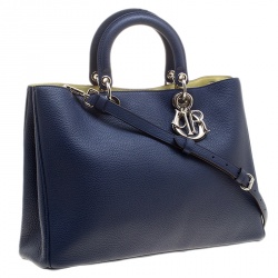مملوكة مسبقًا Dior Dark Blue Leather Large Diorissimo Shopper Tote