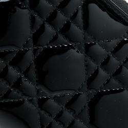 Pre Owned Dior Black Cannage Patent Leather Zippy Wallet