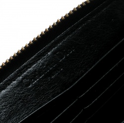 Pre Owned Dior Black Cannage Patent Leather Zippy Wallet