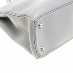 مملوكة مسبقًا حقيبة يد ديور شوبر ديوريسيمو كبيرة جلد حُبيبي أزرق داكن