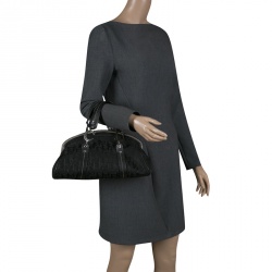 Pre Owned Dior Black Diorissimo Canvas Embroidered Flowers Frame Satchel