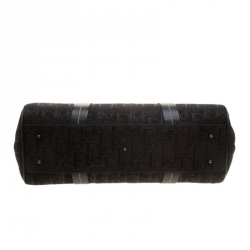 Pre Owned Dior Black Diorissimo Canvas Embroidered Flowers Frame Satchel