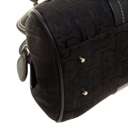 Pre Owned Dior Black Diorissimo Canvas Embroidered Flowers Frame Satchel