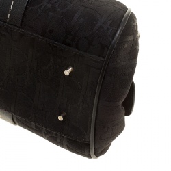 Pre Owned Dior Black Diorissimo Canvas Embroidered Flowers Frame Satchel