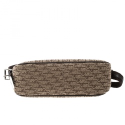 مملوكة مسبقًا حقيبة يد صغيرة ديور جلد وكانفاس ديوريسيمو بنية داكنة/ بيج