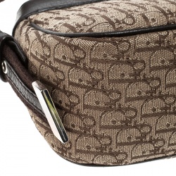 مملوكة مسبقًا حقيبة يد صغيرة ديور جلد وكانفاس ديوريسيمو بنية داكنة/ بيج