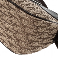 مملوكة مسبقًا حقيبة يد صغيرة ديور جلد وكانفاس ديوريسيمو بنية داكنة/ بيج