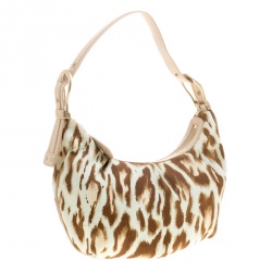 Pre Owned حقيبة ديور بيح/بني نقشة الفهد بإبازيم وسحاب