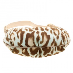 Pre Owned حقيبة ديور بيح/بني نقشة الفهد بإبازيم وسحاب