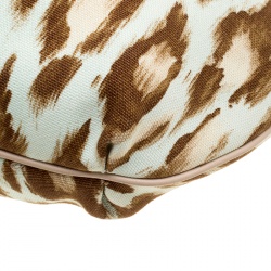 Pre Owned حقيبة ديور بيح/بني نقشة الفهد بإبازيم وسحاب