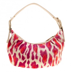 Pre Owned Dior Multicolor Leopard Printed Canvas and Leather Hobo