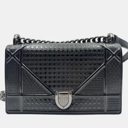 Pre Owned Dior Silver Patent Leather Small Diorama Shoulder Bag