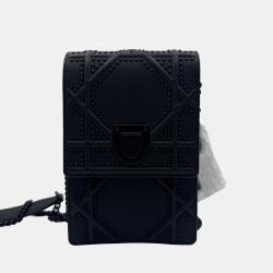 Pre Owned Dior Black Leather Studded Diorama Vertical Chain Clutch