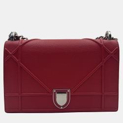 Pre Owned Dior Red Leather Medium Diorama Flap Bag