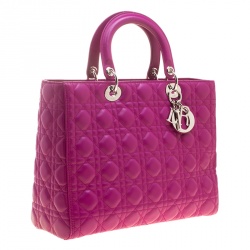 Pre Owned حقيبة ديور ليدي ديور جلد فوشيا كبيرة