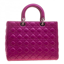 Pre Owned حقيبة ديور ليدي ديور جلد فوشيا كبيرة
