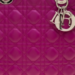 Pre Owned حقيبة ديور ليدي ديور جلد فوشيا كبيرة