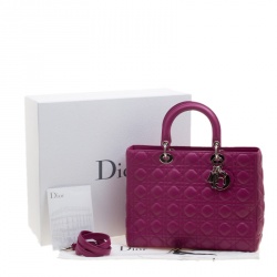 Pre Owned حقيبة ديور ليدي ديور جلد فوشيا كبيرة
