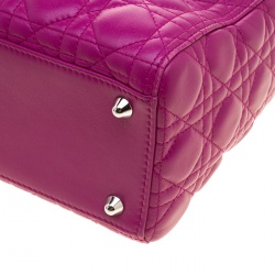 Pre Owned حقيبة ديور ليدي ديور جلد فوشيا كبيرة
