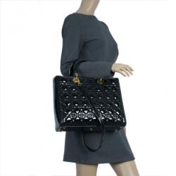 مملوكة مسبقًا Dior Black Patent Leather Large Lady Dior