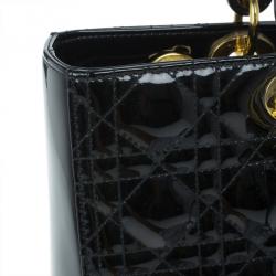 مملوكة مسبقًا Dior Black Patent Leather Large Lady Dior
