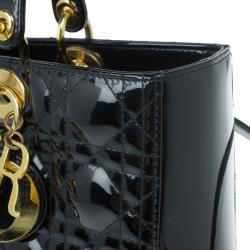 مملوكة مسبقًا Dior Black Patent Leather Large Lady Dior
