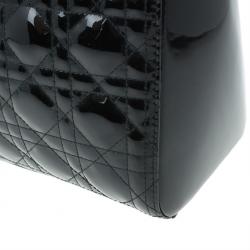 مملوكة مسبقًا Dior Black Patent Leather Large Lady Dior