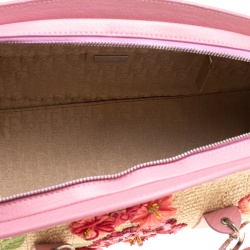 Pre Owned حقيبة ديور دتكتيف فلاور جلد وقش وردية/ بيج