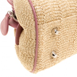 Pre Owned حقيبة ديور دتكتيف فلاور جلد وقش وردية/ بيج