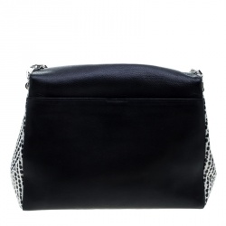 Pre Owned حقيبة كتف ديور ديورلينغ كبيرة جلد سوداء/ بيج